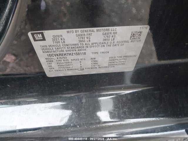 1GCVKREH7HZ158118 Chevrolet Silverado 1500 1lt