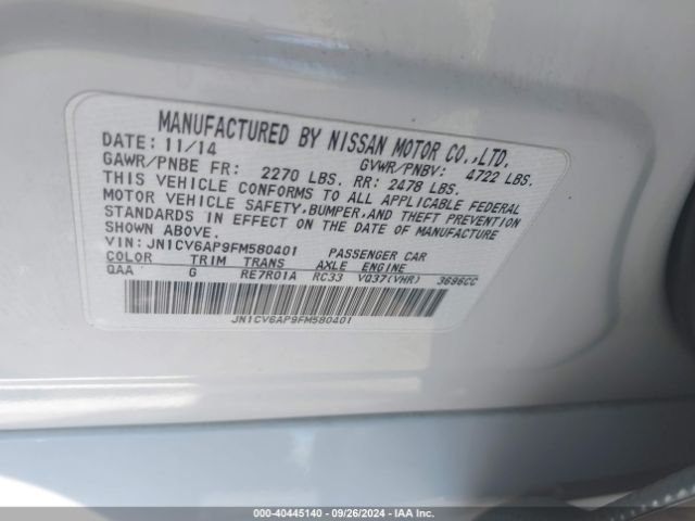 JN1CV6AP9FM580401 Infiniti Q40