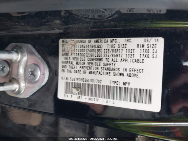 Honda Crosstour Ex-l 2014 5J6TF3H56EL001702 Image 9