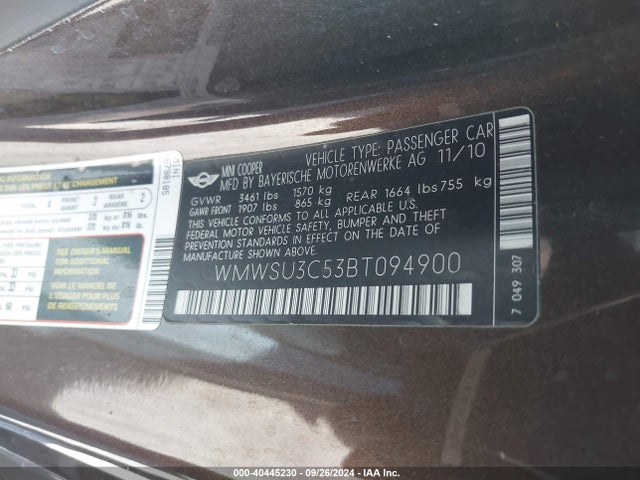 2011 MINI COOPER WMWSU3C53BT094900 Photo 8