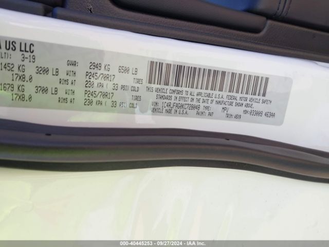 1C4RJFAG0KC728048 Jeep Grand Cherokee Laredo E 4x4