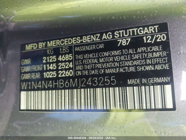 W1N4N4HB6MJ243255 Mercedes-Benz Gla 250 4matic