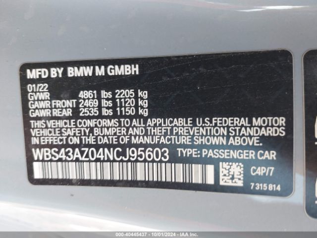 WBS43AZ04NCJ95603 BMW M4 Competition Xdrive