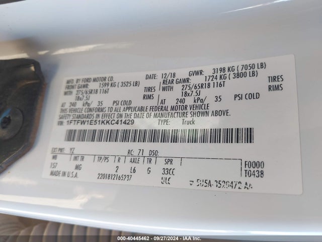 Ford F-150 Xlt 2019 1FTFW1E51KKC41429 Image 9