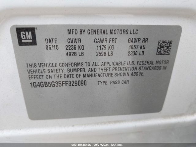 1G4GB5G35FF329090 Buick Lacrosse Leather