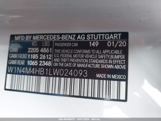 W1N4M4HB1LW024093 Mercedes-Benz Glb 250 4matic