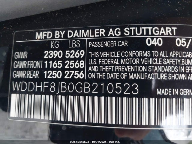 WDDHF8JB0GB210523 Mercedes-Benz E 350 4matic
