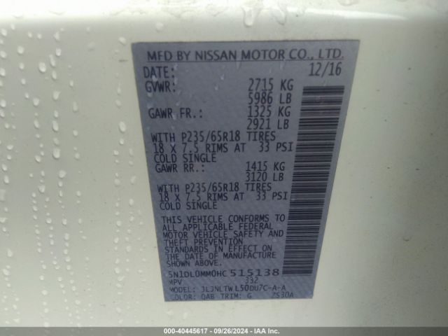 5N1DL0MM0HC515138 Infiniti QX60