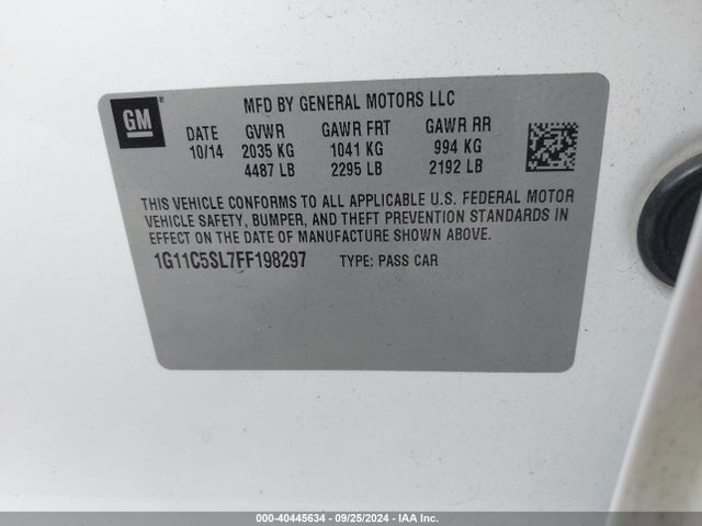 Chevrolet MALIBU 1LT 2015 1G11C5SL7FF198297 Image 9