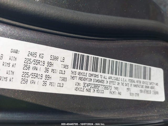Dodge Journey Sxt 2015 3C4PDCBB5FT736673 Image 9