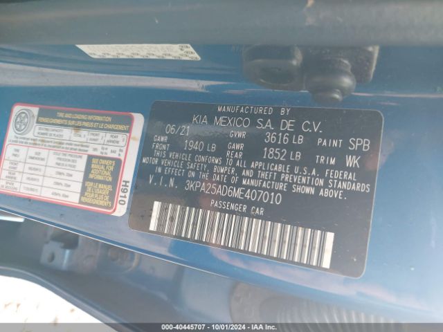 3KPA25AD6ME407010 KIA Rio 5-door S