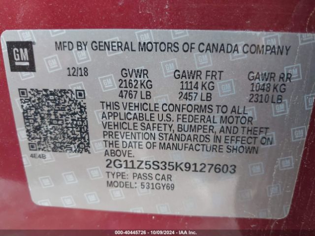 2G11Z5S35K9127603 Chevrolet IMPALA LT