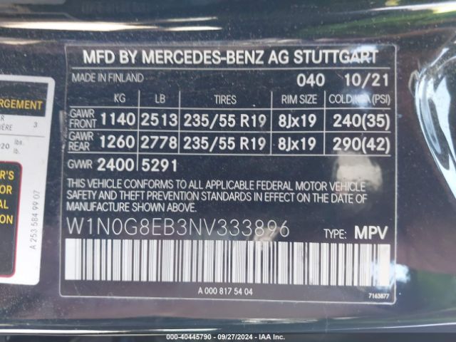 W1N0G8EB3NV333896 Mercedes-Benz Glc 300 4matic Suv