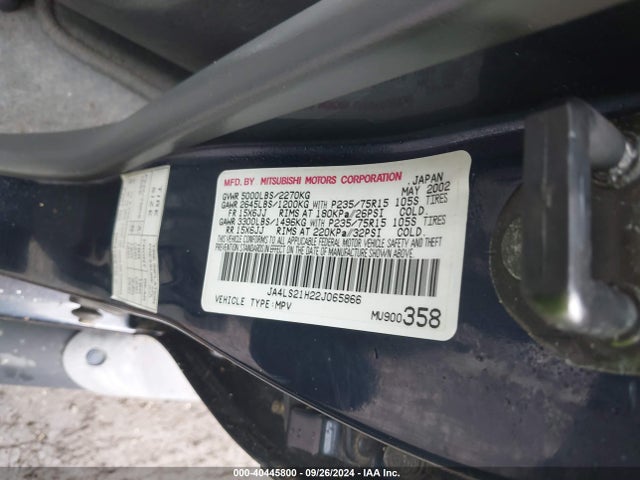 2002 MITSUBISHI MONTERO SPORT JA4LS21H22J065866 Photo 8