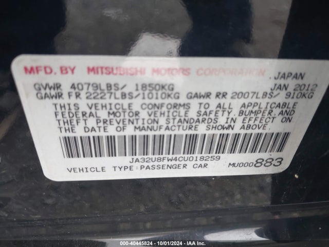 2012 MITSUBISHI LANCER JA32U8FW4CU018259 Photo 8
