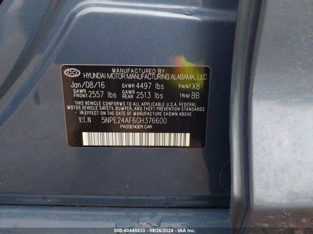 Hyundai dohc gdi theta-ii 2016 5NPE24AF6GH376600 Image 25