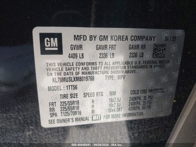 KL79MUSLXMB019768 Chevrolet Trailblazer Awd Rs