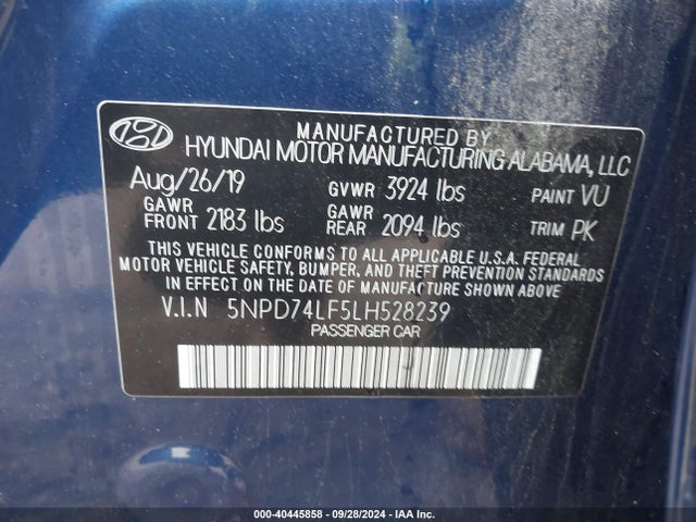 Hyundai ELANTRA SE 2020 5NPD74LF5LH528239 Image 9