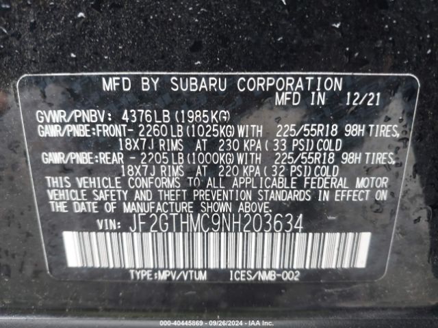 JF2GTHMC9NH203634 Subaru Crosstrek Limited