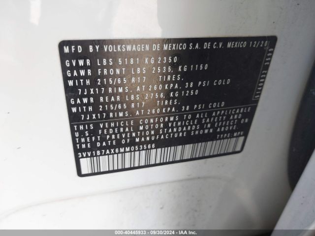 3VV1B7AX6MM053566 Volkswagen Tiguan 2.0t S