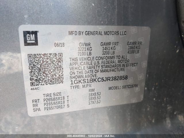 1GKS1BKC5JR382858 GMC YUKON SLT