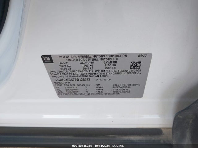 LRBFZNR47PD125937 Buick Envision Essence Fwd