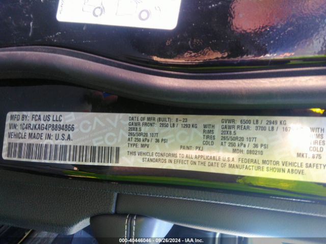 1C4RJKAG4P8894866 Jeep Grand Cherokee L Altitude 4x4