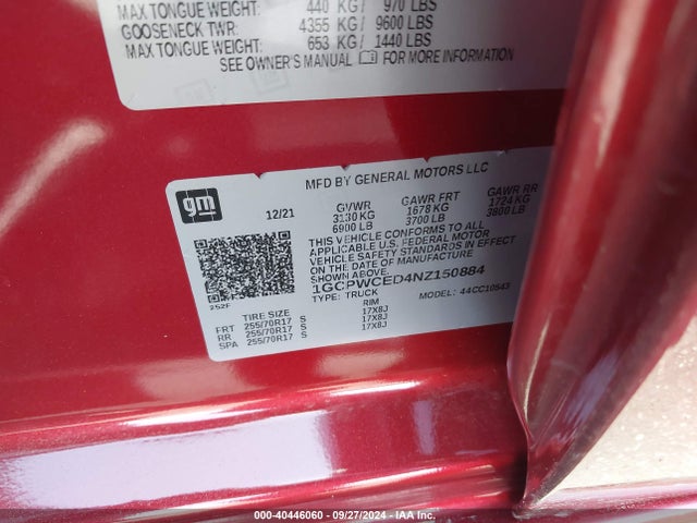 1GCPWCED4NZ150884 Chevrolet Silverado 1500 Ltd 2wd  Short Bed Lt