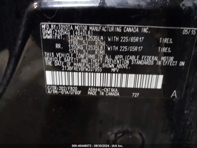 Toyota RAV4 LE 2015 2T3BFREV6FW337955 Image 9
