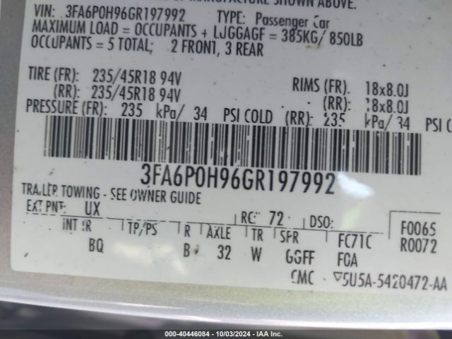 3FA6P0H96GR197992 Ford FUSION SE