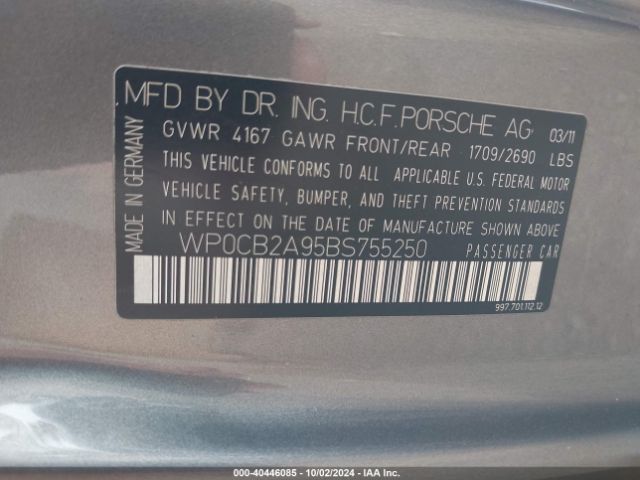 2011 PORSCHE 911 WP0CB2A95BS755250 Photo 8