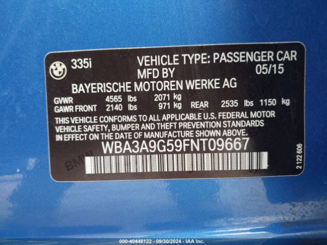 WBA3A9G59FNT09667 BMW 335i