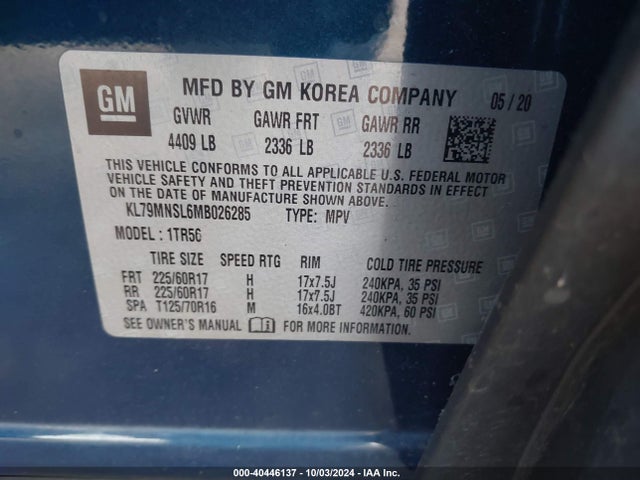 Chevrolet Trailblazer Awd Ls 2021 KL79MNSL6MB026285 Image 9