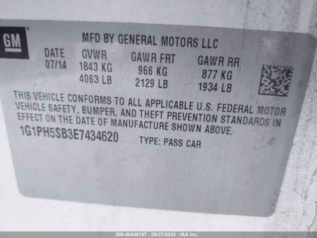 1G1PH5SB3E7434620 Chevrolet Cruze Eco Auto