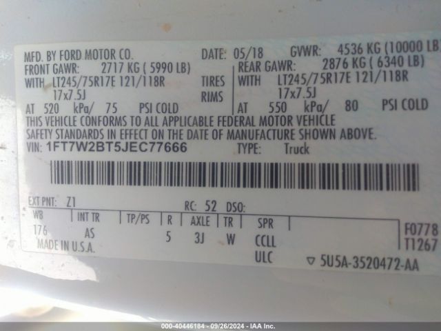 1FT7W2BT5JEC77666 Ford F-250 Xl