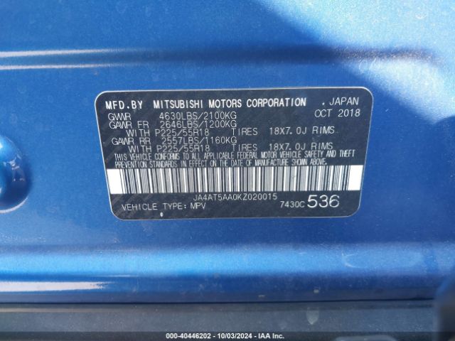 JA4AT5AA0KZ020015 Mitsubishi Eclipse Cross Se