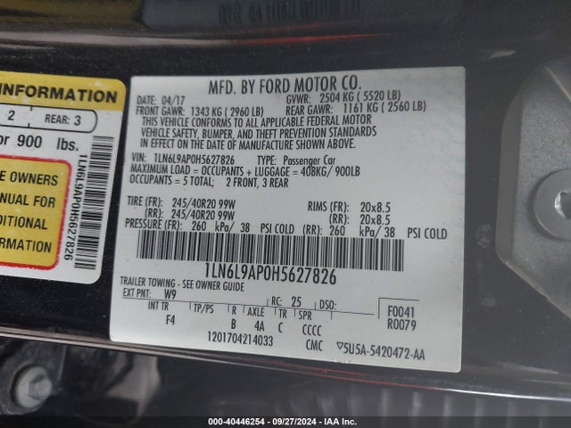 1LN6L9AP0H5627826 Lincoln Continental Black Label