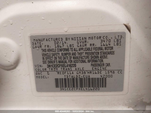 Nissan Versa Note S (sr)/s Plus/sv 2014 3N1CE2CPXEL416220 Image 9