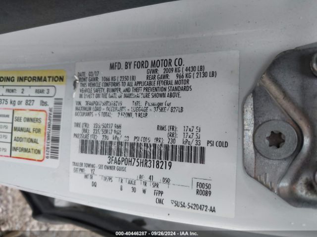 3FA6P0H75HR318219 Ford FUSION SE