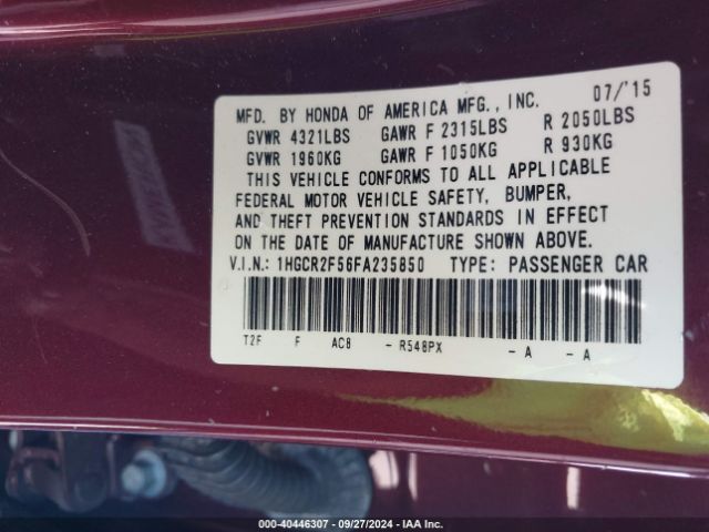 1HGCR2F56FA235850 Honda Accord Sport