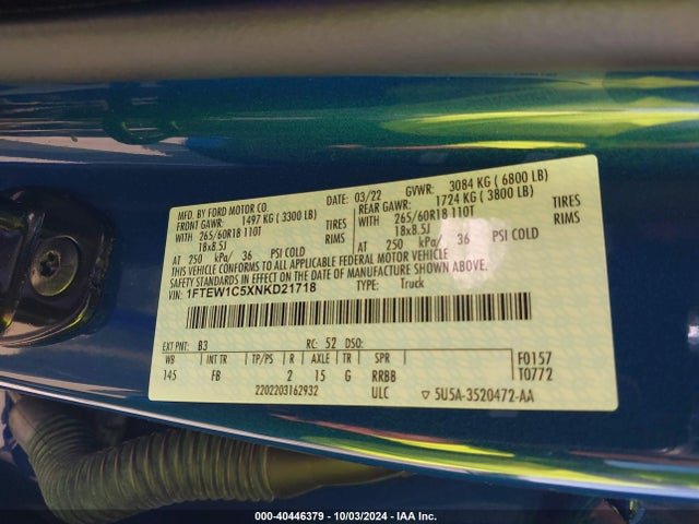 Ford F-150 Xlt 2022 1FTEW1C5XNKD21718 Image 9
