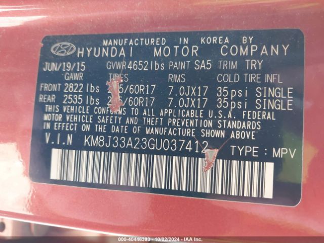 KM8J33A23GU037412 Hyundai Tucson Eco