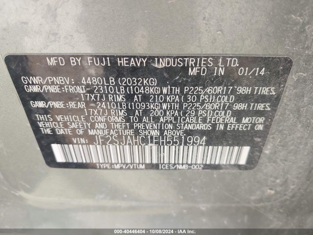 Subaru Forester 2.5i Limited 2014 JF2SJAHC1EH551994 Image 9