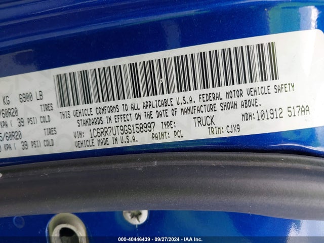 1C6RR7UT9GS158997 RAM 1500 Sport
