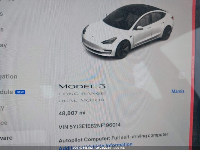 5YJ3E1EB2NF196014 Tesla Model 3 Long Range Dual Motor All-wheel Drive