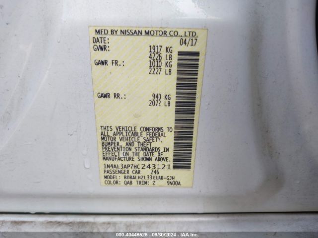 1N4AL3AP7HC243121 Nissan Altima 2.5 Sr