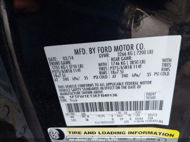 1FTFW1ET3EFB49136 Ford F-150 Fx4