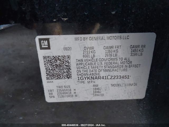 1GYKNAR41LZ233451 Cadillac Xt5 Fwd Luxury