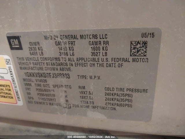 1GKKVSKD7FJ368303 GMC Acadia Slt-2