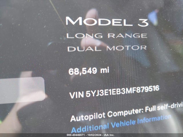 2021 TESLA MODEL 3 5YJ3E1EB3MF879516 Photo 6